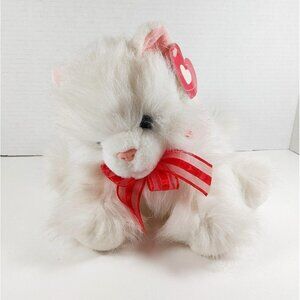 Chrisha Playful Plush Cat Blue Eyes 15” Stuffed  Kitty Puppet Talks 1988 Vintage
